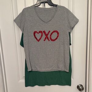 Oxo Gray Tee with Red XO Heart Design